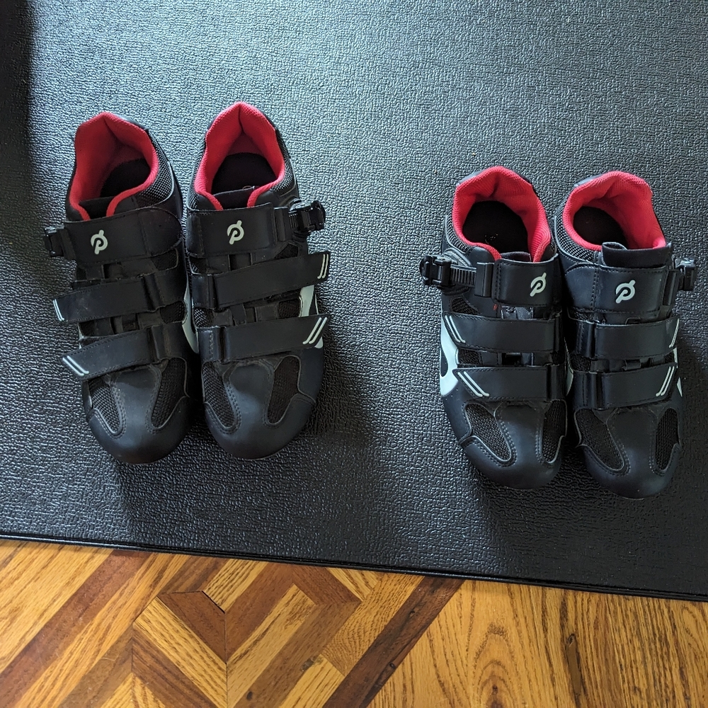 Two pairs of peloton cycling shoes